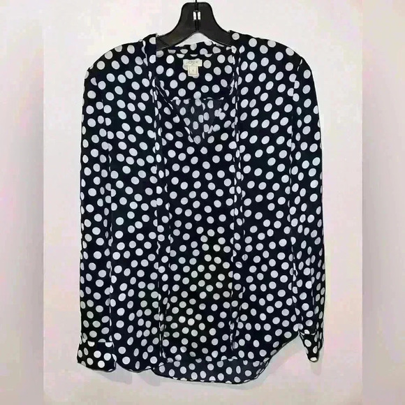 J.Crew Polka Dot Long Sleeve tie neck Blouse size extra small preppy - Picture 1 of 2